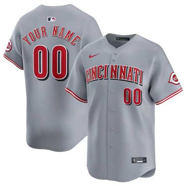 Men%27s Cincinnati Reds Active Player Custom Gray Away Limited Baseball Stitched Jersey